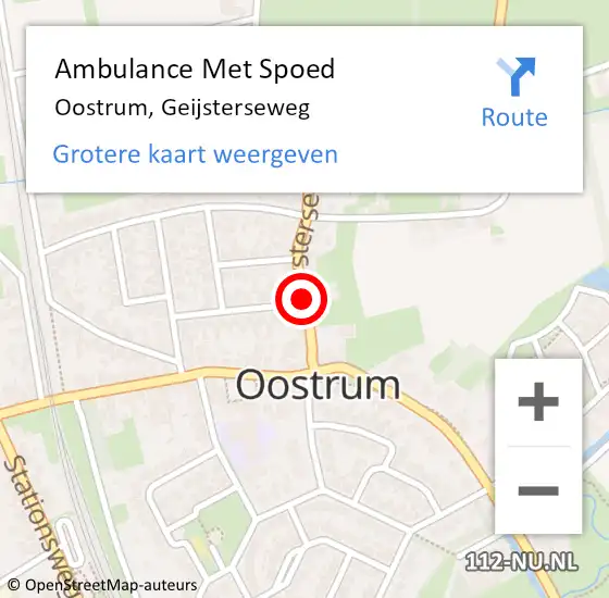 Locatie op kaart van de 112 melding: Ambulance Met Spoed Naar Oostrum, Geijsterseweg op 12 november 2017 22:06