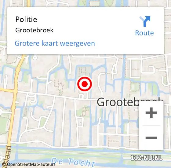Locatie op kaart van de 112 melding: Politie Grootebroek op 13 november 2017 15:38