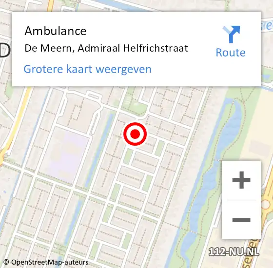 Locatie op kaart van de 112 melding: Ambulance De Meern, Admiraal Helfrichstraat op 13 november 2017 17:21