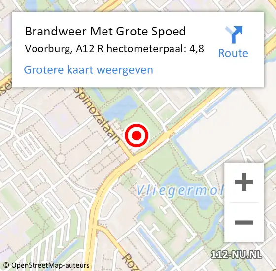 Locatie op kaart van de 112 melding: Brandweer Met Grote Spoed Naar Voorburg, A12 R hectometerpaal: 4,8 op 13 november 2017 17:30