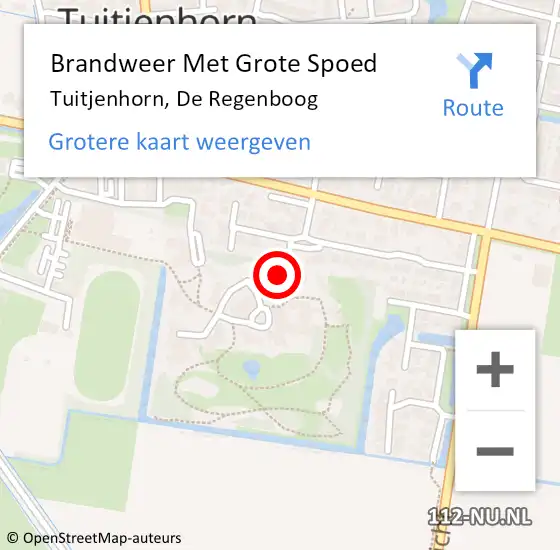 Locatie op kaart van de 112 melding: Brandweer Met Grote Spoed Naar Tuitjenhorn, De Regenboog op 13 november 2017 17:42