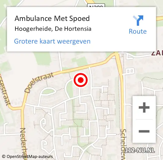 Locatie op kaart van de 112 melding: Ambulance Met Spoed Naar Hoogerheide, De Hortensia op 13 november 2017 20:26
