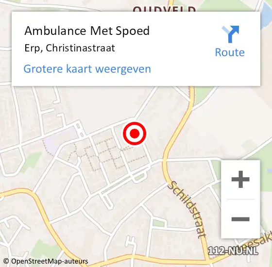 Locatie op kaart van de 112 melding: Ambulance Met Spoed Naar Erp, Christinastraat op 14 november 2017 01:47
