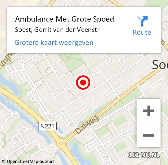 Locatie op kaart van de 112 melding: Ambulance Met Grote Spoed Naar Soest, Gerrit van der Veenstr op 14 november 2017 02:32