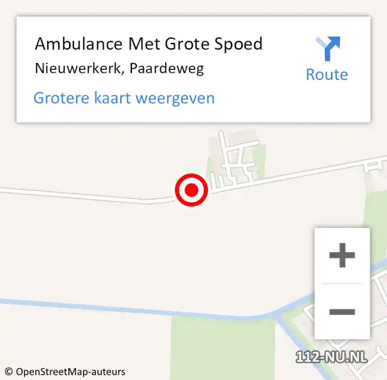 Locatie op kaart van de 112 melding: Ambulance Met Grote Spoed Naar Nieuwerkerk, Paardeweg op 14 november 2017 06:30