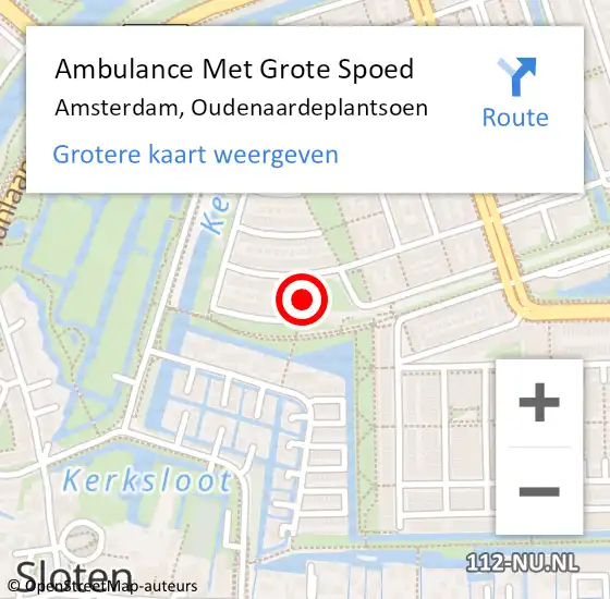 Locatie op kaart van de 112 melding: Ambulance Met Grote Spoed Naar Amsterdam, Oudenaardeplantsoen op 14 november 2017 09:50