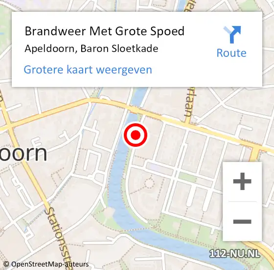 Locatie op kaart van de 112 melding: Brandweer Met Grote Spoed Naar Apeldoorn, Baron Sloetkade op 14 november 2017 10:14