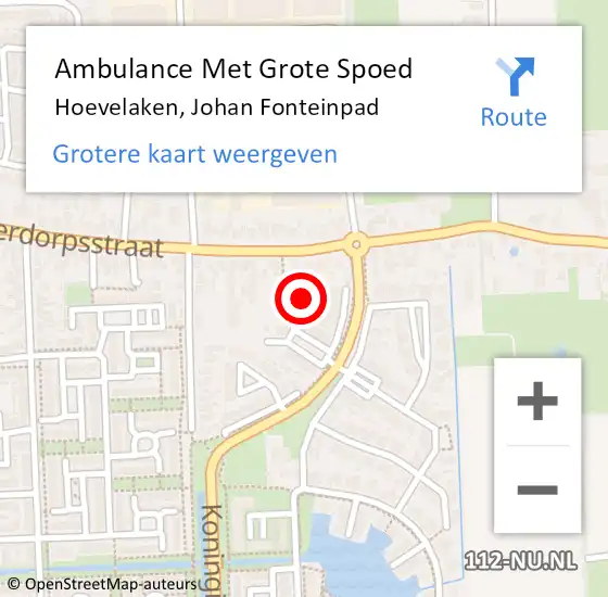 Locatie op kaart van de 112 melding: Ambulance Met Grote Spoed Naar Hoevelaken, Johan Fonteinpad op 14 november 2017 10:18