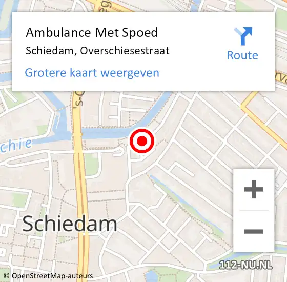 Locatie op kaart van de 112 melding: Ambulance Met Spoed Naar Schiedam, Overschiesestraat op 14 november 2017 10:27