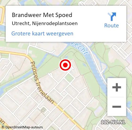 Locatie op kaart van de 112 melding: Brandweer Met Spoed Naar Utrecht, Nijenrodeplantsoen op 14 november 2017 16:00