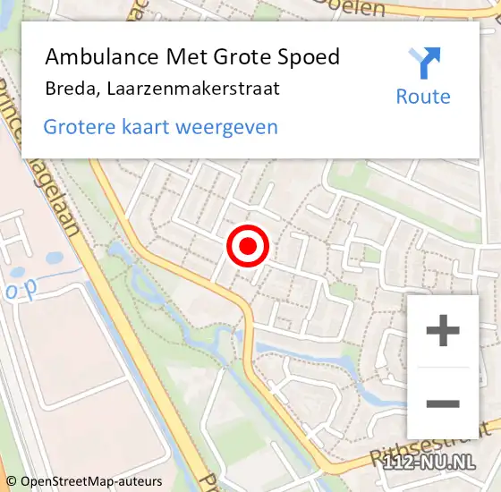 Locatie op kaart van de 112 melding: Ambulance Met Grote Spoed Naar Breda, Laarzenmakerstraat op 14 november 2017 17:08