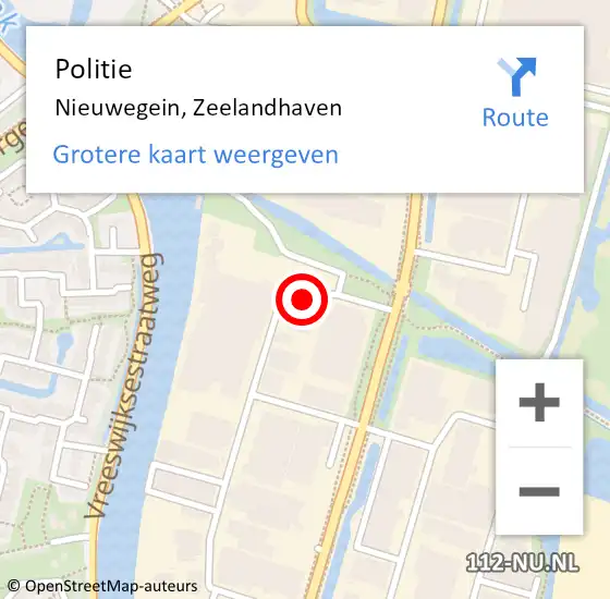 Locatie op kaart van de 112 melding: Politie Nieuwegein, Zeelandhaven op 14 november 2017 18:30