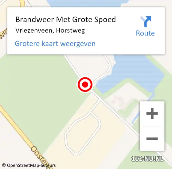 Locatie op kaart van de 112 melding: Brandweer Met Grote Spoed Naar Vriezenveen, Horstweg op 14 november 2017 20:23