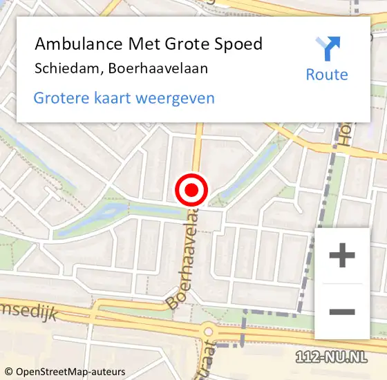 Locatie op kaart van de 112 melding: Ambulance Met Grote Spoed Naar Schiedam, Boerhaavelaan op 14 november 2017 20:56