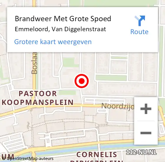Locatie op kaart van de 112 melding: Brandweer Met Grote Spoed Naar Emmeloord, Van Diggelenstraat op 14 november 2017 21:00