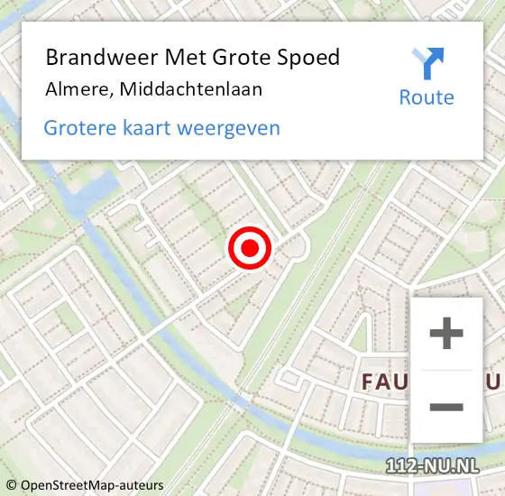 Locatie op kaart van de 112 melding: Brandweer Met Grote Spoed Naar Almere, Middachtenlaan op 14 november 2017 21:53