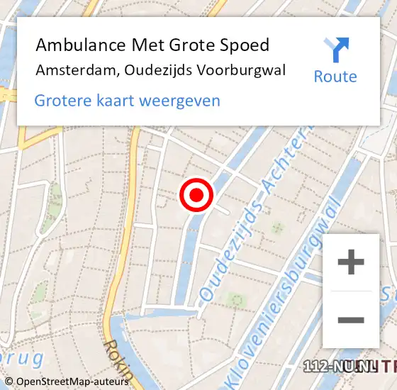 Locatie op kaart van de 112 melding: Ambulance Met Grote Spoed Naar Amsterdam, Oudezijds Voorburgwal op 15 november 2017 01:27