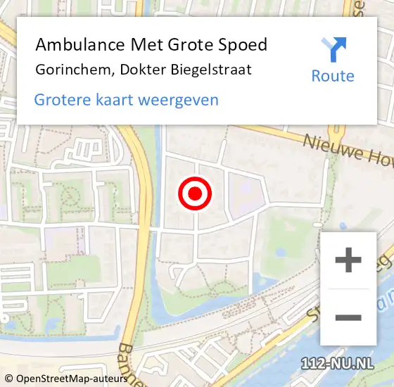 Locatie op kaart van de 112 melding: Ambulance Met Grote Spoed Naar Gorinchem, Dokter Biegelstraat op 15 november 2017 03:29