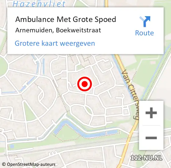 Locatie op kaart van de 112 melding: Ambulance Met Grote Spoed Naar Arnemuiden, Boekweitstraat op 15 november 2017 08:16