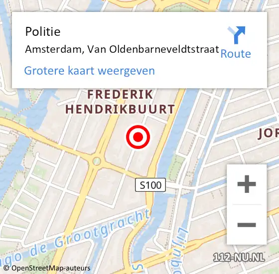 Locatie op kaart van de 112 melding: Politie Amsterdam, Van Oldenbarneveldtstraat op 15 november 2017 10:48