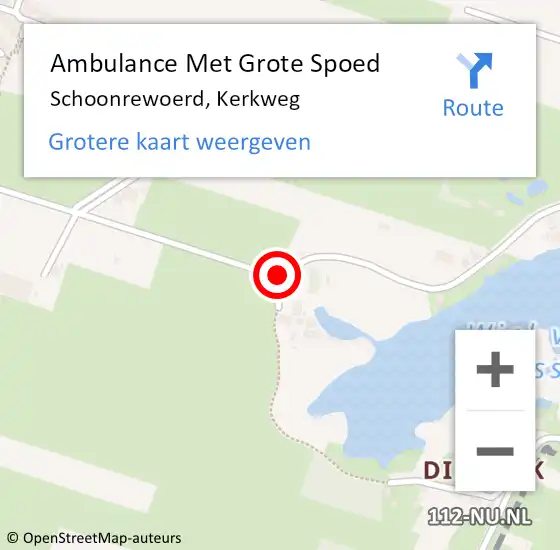 Locatie op kaart van de 112 melding: Ambulance Met Grote Spoed Naar Schoonrewoerd, Kerkweg op 15 november 2017 13:02