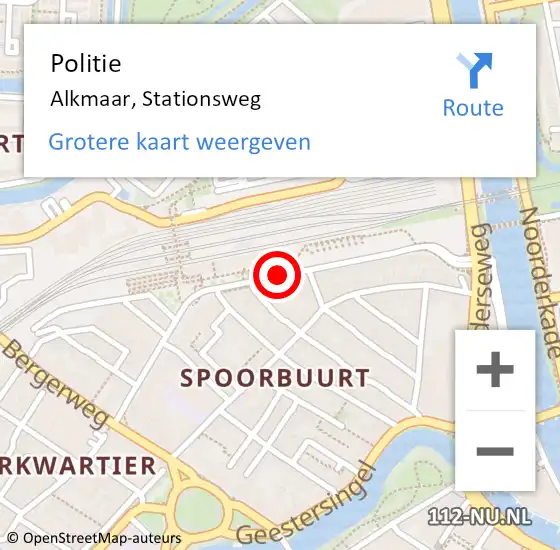 Locatie op kaart van de 112 melding: Politie Alkmaar, Stationsweg op 15 november 2017 13:40