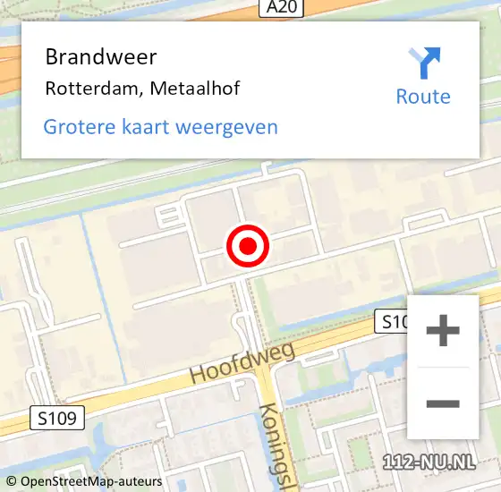 Locatie op kaart van de 112 melding: Brandweer Rotterdam, Metaalhof op 15 november 2017 13:51