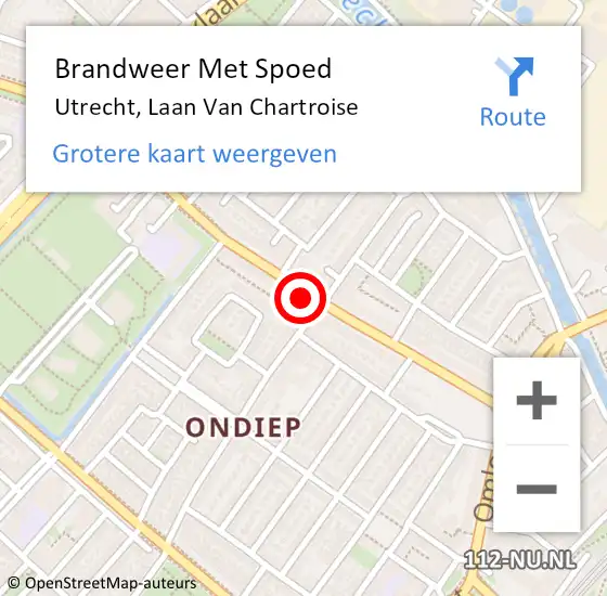 Locatie op kaart van de 112 melding: Brandweer Met Spoed Naar Utrecht, Laan Van Chartroise op 15 november 2017 16:11