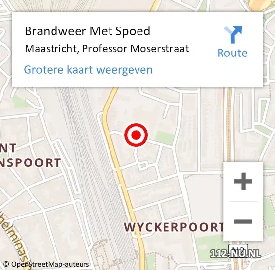 Locatie op kaart van de 112 melding: Brandweer Met Spoed Naar Maastricht, Professor Moserstraat op 15 november 2017 16:31
