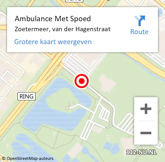 Locatie op kaart van de 112 melding: Ambulance Met Spoed Naar Zoetermeer, van der Hagenstraat op 15 november 2017 19:23