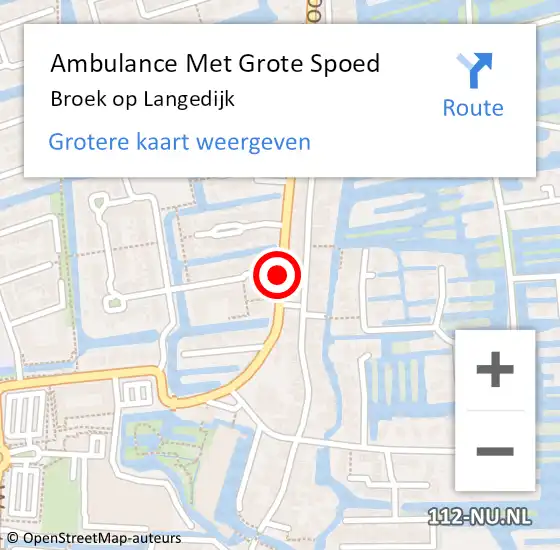 Locatie op kaart van de 112 melding: Ambulance Met Grote Spoed Naar Broek op Langedijk op 16 november 2017 02:32