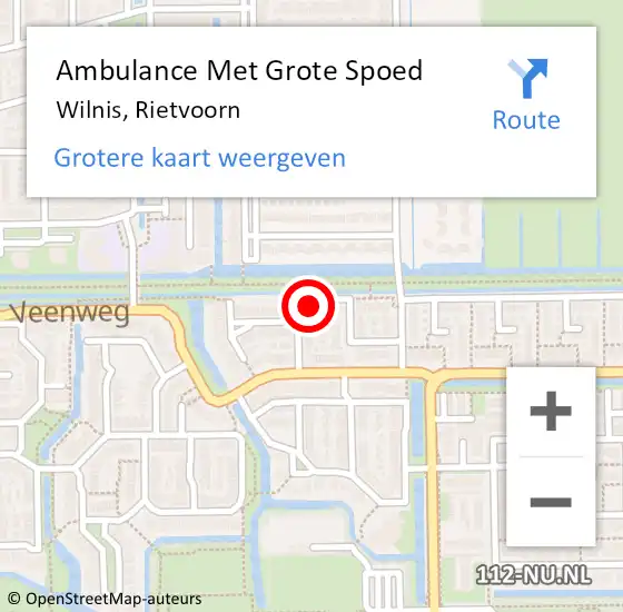 Locatie op kaart van de 112 melding: Ambulance Met Grote Spoed Naar Wilnis, Rietvoorn op 16 november 2017 07:21