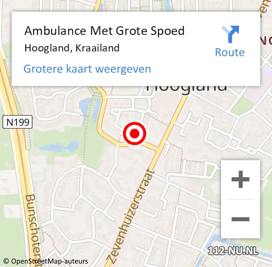 Locatie op kaart van de 112 melding: Ambulance Met Grote Spoed Naar Hoogland, Kraailand op 16 november 2017 07:24