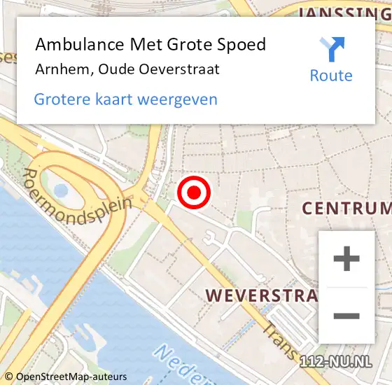 Locatie op kaart van de 112 melding: Ambulance Met Grote Spoed Naar Arnhem, Oude Oeverstraat op 16 november 2017 08:06