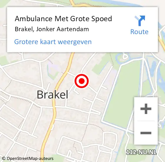 Locatie op kaart van de 112 melding: Ambulance Met Grote Spoed Naar Brakel, Jonker Aartendam op 16 november 2017 09:45