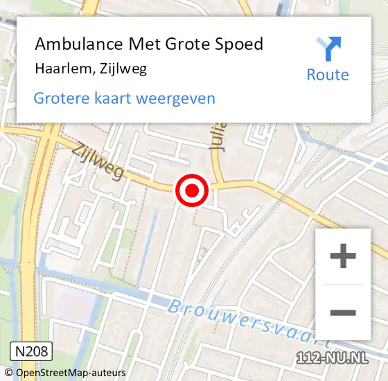 Locatie op kaart van de 112 melding: Ambulance Met Grote Spoed Naar Haarlem, Zijlweg op 16 november 2017 15:32