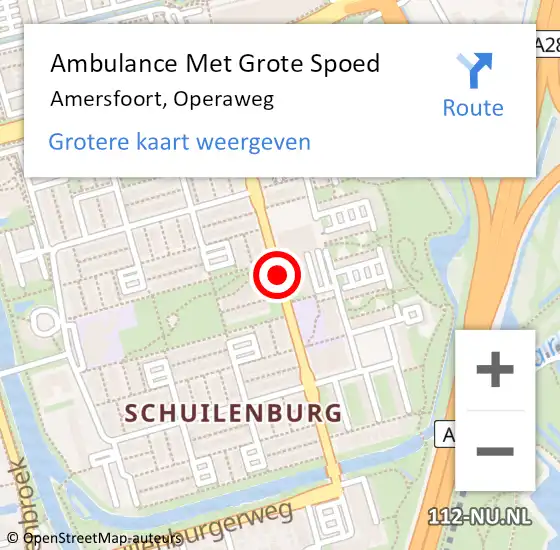 Locatie op kaart van de 112 melding: Ambulance Met Grote Spoed Naar Amersfoort, Operaweg op 16 november 2017 15:42