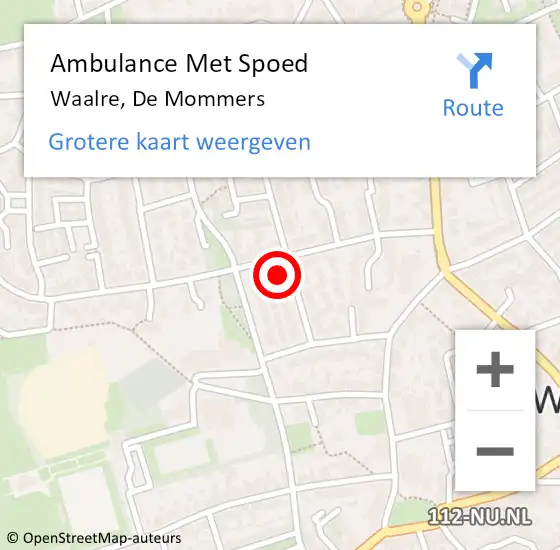 Locatie op kaart van de 112 melding: Ambulance Met Spoed Naar Waalre, De Mommers op 16 november 2017 17:10