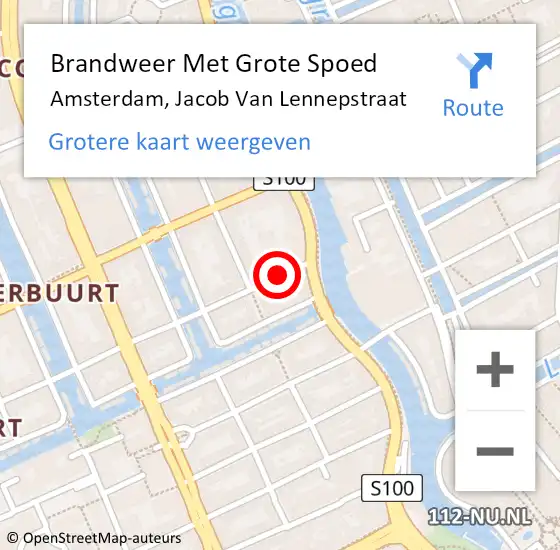 Locatie op kaart van de 112 melding: Brandweer Met Grote Spoed Naar Amsterdam, Jacob Van Lennepstraat op 17 november 2017 02:54