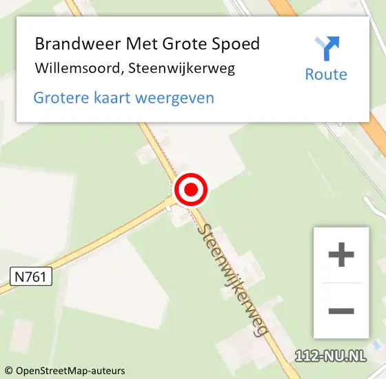 Locatie op kaart van de 112 melding: Brandweer Met Grote Spoed Naar Willemsoord, Steenwijkerweg op 17 november 2017 04:58