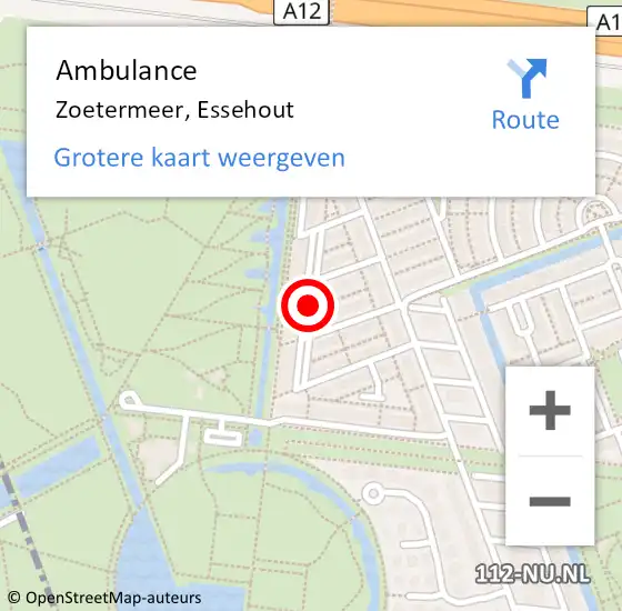 Locatie op kaart van de 112 melding: Ambulance Zoetermeer, Essehout op 17 november 2017 05:46