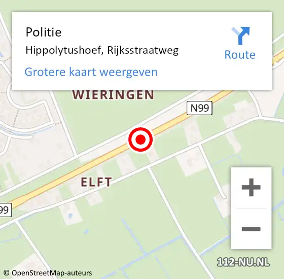 Locatie op kaart van de 112 melding: Politie Hippolytushoef, Rijksstraatweg op 17 november 2017 09:45