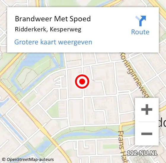 Locatie op kaart van de 112 melding: Brandweer Met Spoed Naar Ridderkerk, Kesperweg op 17 november 2017 11:55