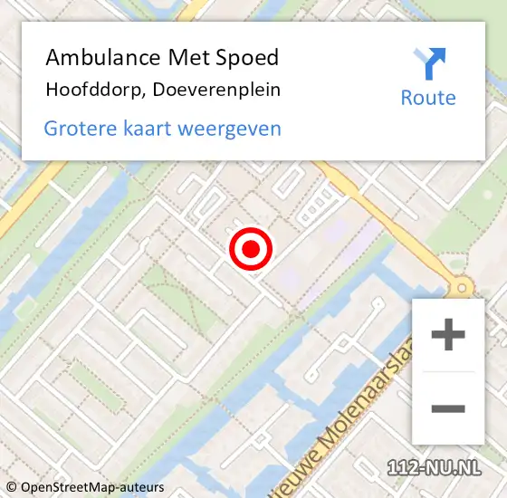 Locatie op kaart van de 112 melding: Ambulance Met Spoed Naar Hoofddorp, Doeverenplein op 17 november 2017 16:35