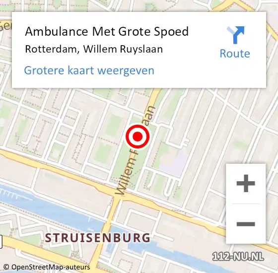 Locatie op kaart van de 112 melding: Ambulance Met Grote Spoed Naar Rotterdam, Willem Ruyslaan op 17 november 2017 17:47