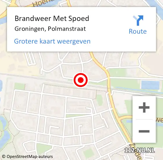 Locatie op kaart van de 112 melding: Brandweer Met Spoed Naar Groningen, Polmanstraat op 17 november 2017 19:15