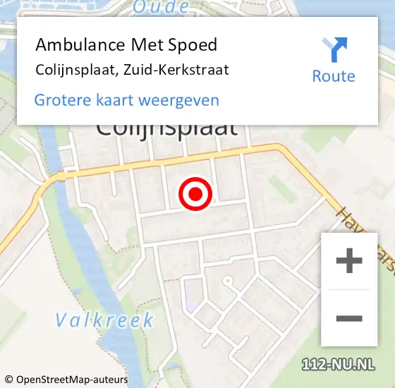 Locatie op kaart van de 112 melding: Ambulance Met Spoed Naar Colijnsplaat, Zuid-Kerkstraat op 18 november 2017 02:46