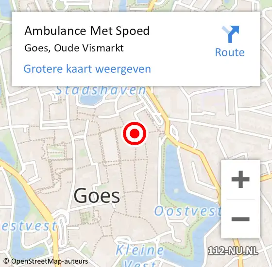 Locatie op kaart van de 112 melding: Ambulance Met Spoed Naar Goes, Oude Vismarkt op 18 november 2017 04:10