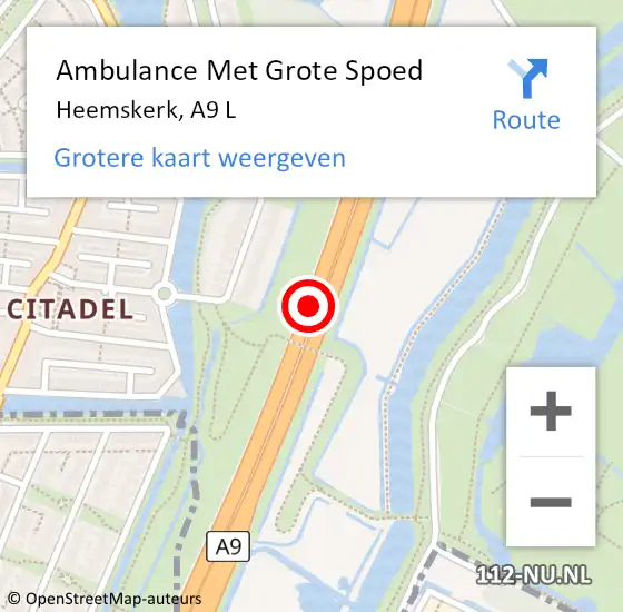 Locatie op kaart van de 112 melding: Ambulance Met Grote Spoed Naar Heemskerk, A9 L op 18 november 2017 06:52