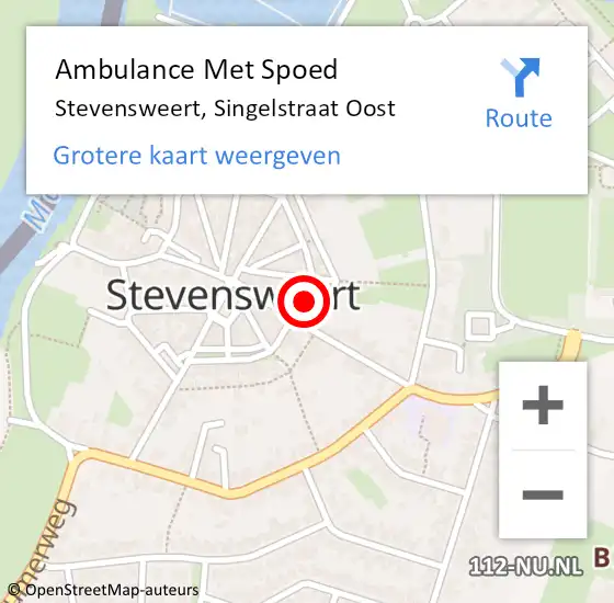 Locatie op kaart van de 112 melding: Ambulance Met Spoed Naar Stevensweert, Singelstraat Oost op 7 februari 2014 10:37